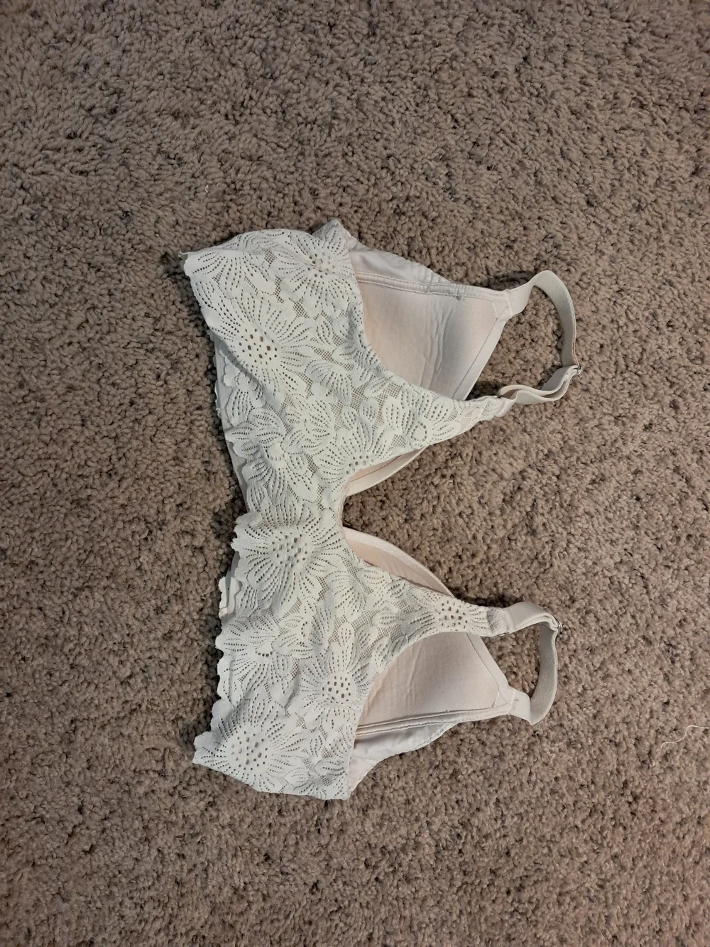 aerie Sunnie Lace-Trim Smooth Molded T-Shirt Bra — White 34C